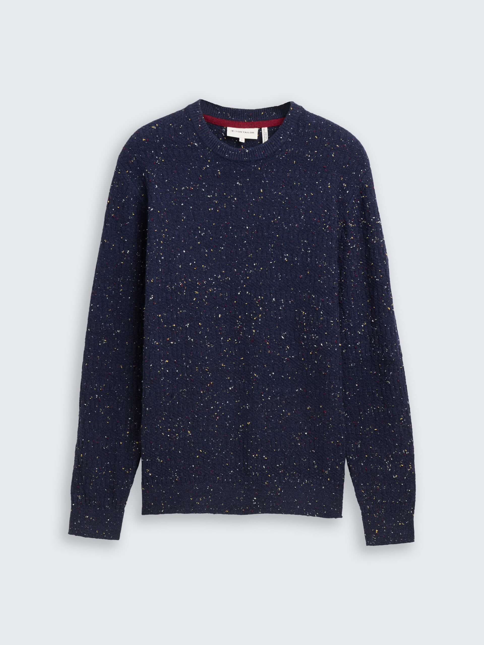 Strickpullover mit Rundhalsausschnitt - navy multicolor neps