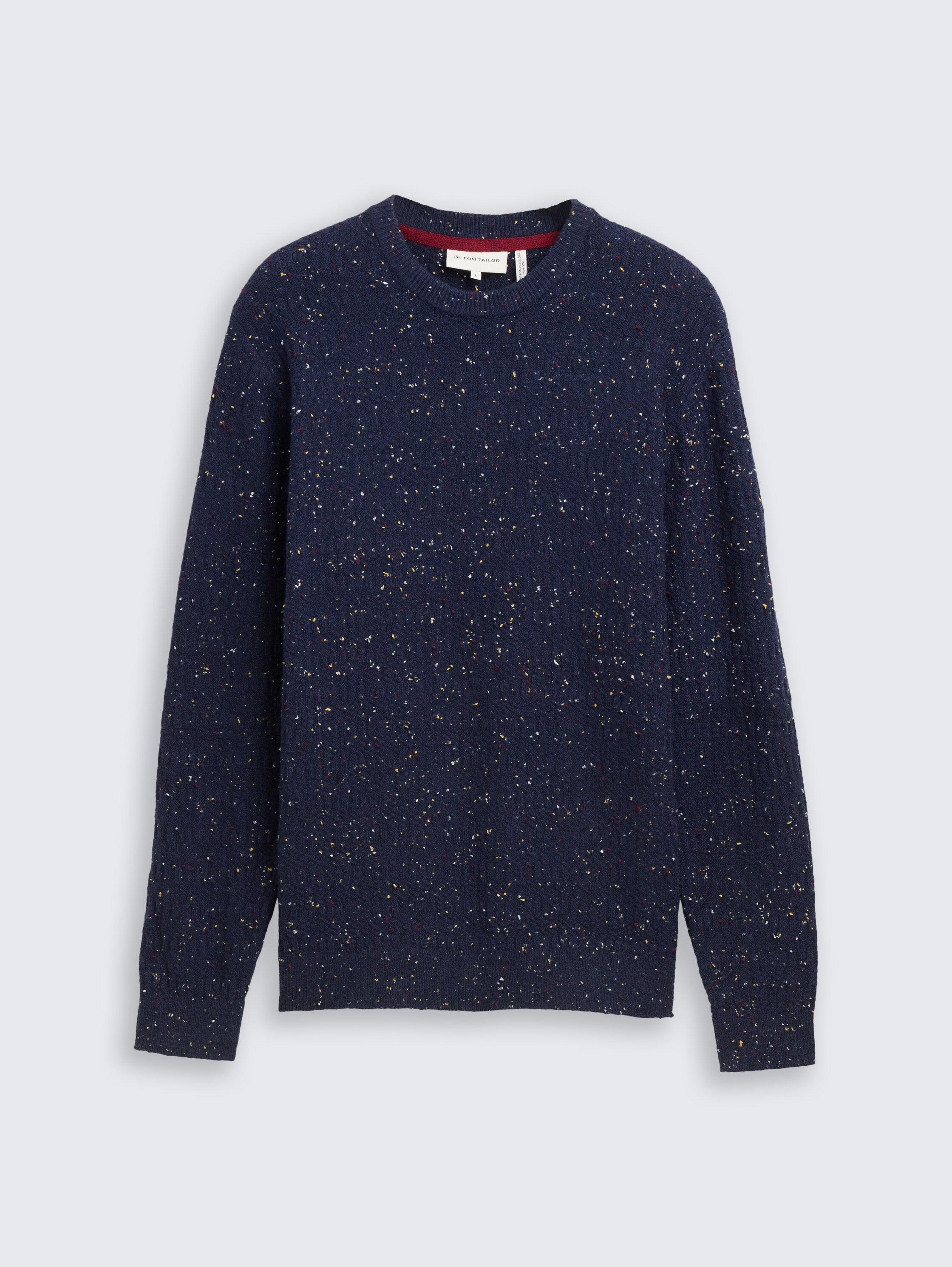 Knitted jumper with round neck - navy_multicolor_neps - 