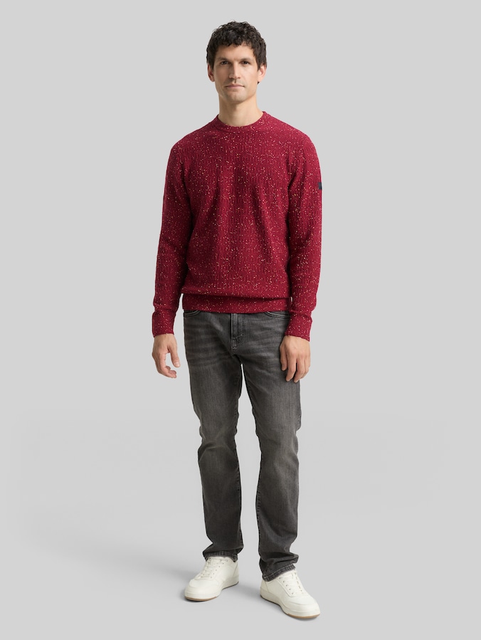 Strickpullover mit Rundhalsausschnitt von Men, bordeaux multicolor neps
