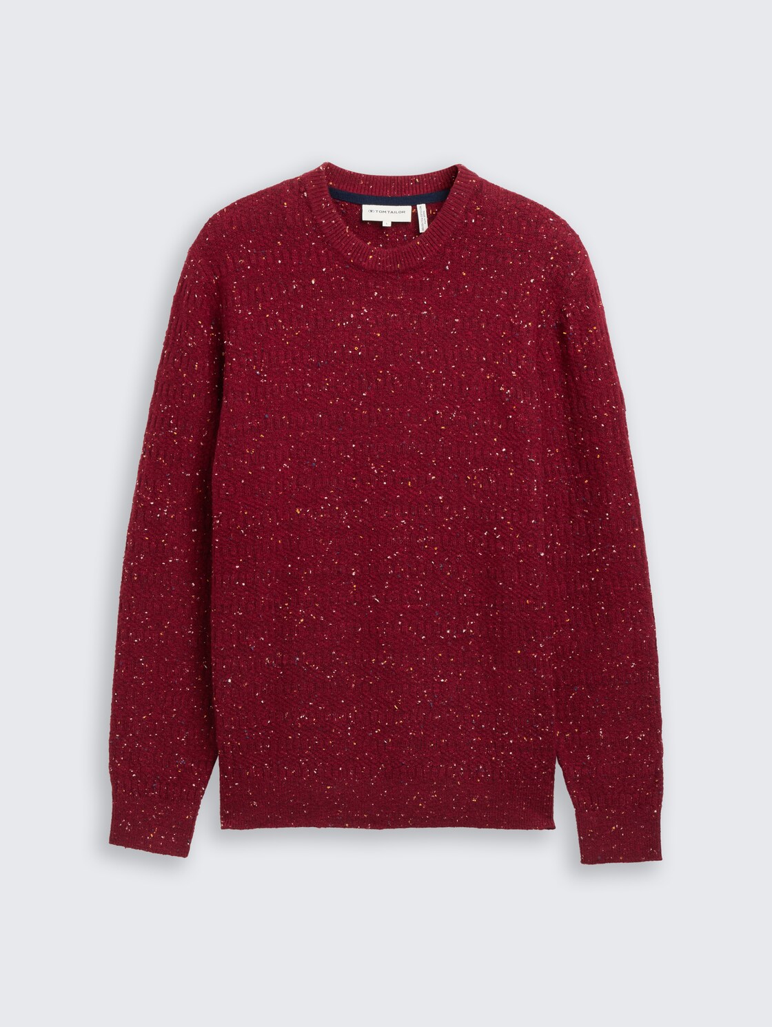 Strickpullover mit Rundhalsausschnitt - bordeaux multicolor neps