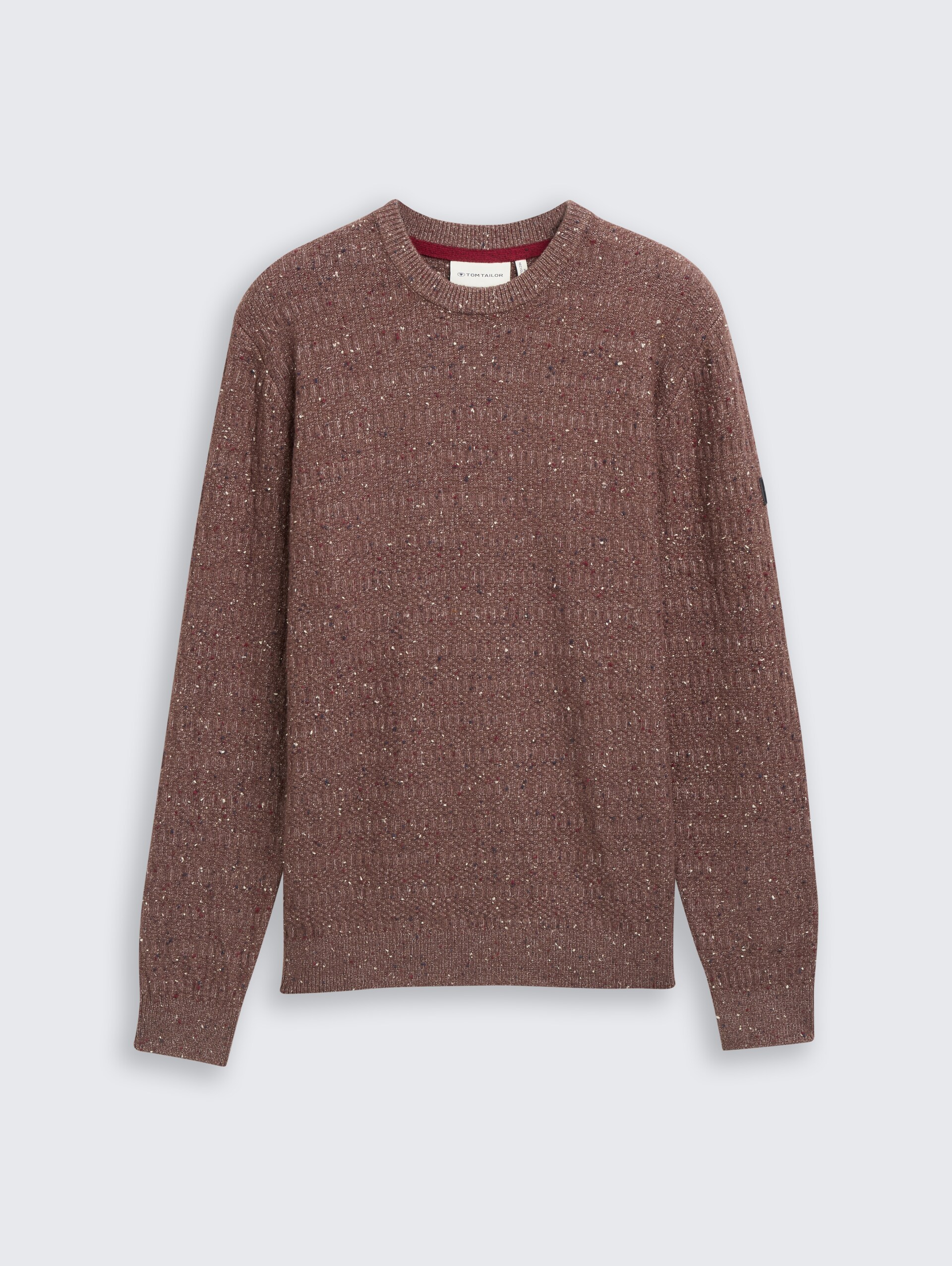 Gebreide trui met ronde hals - dark brown multicolor neps