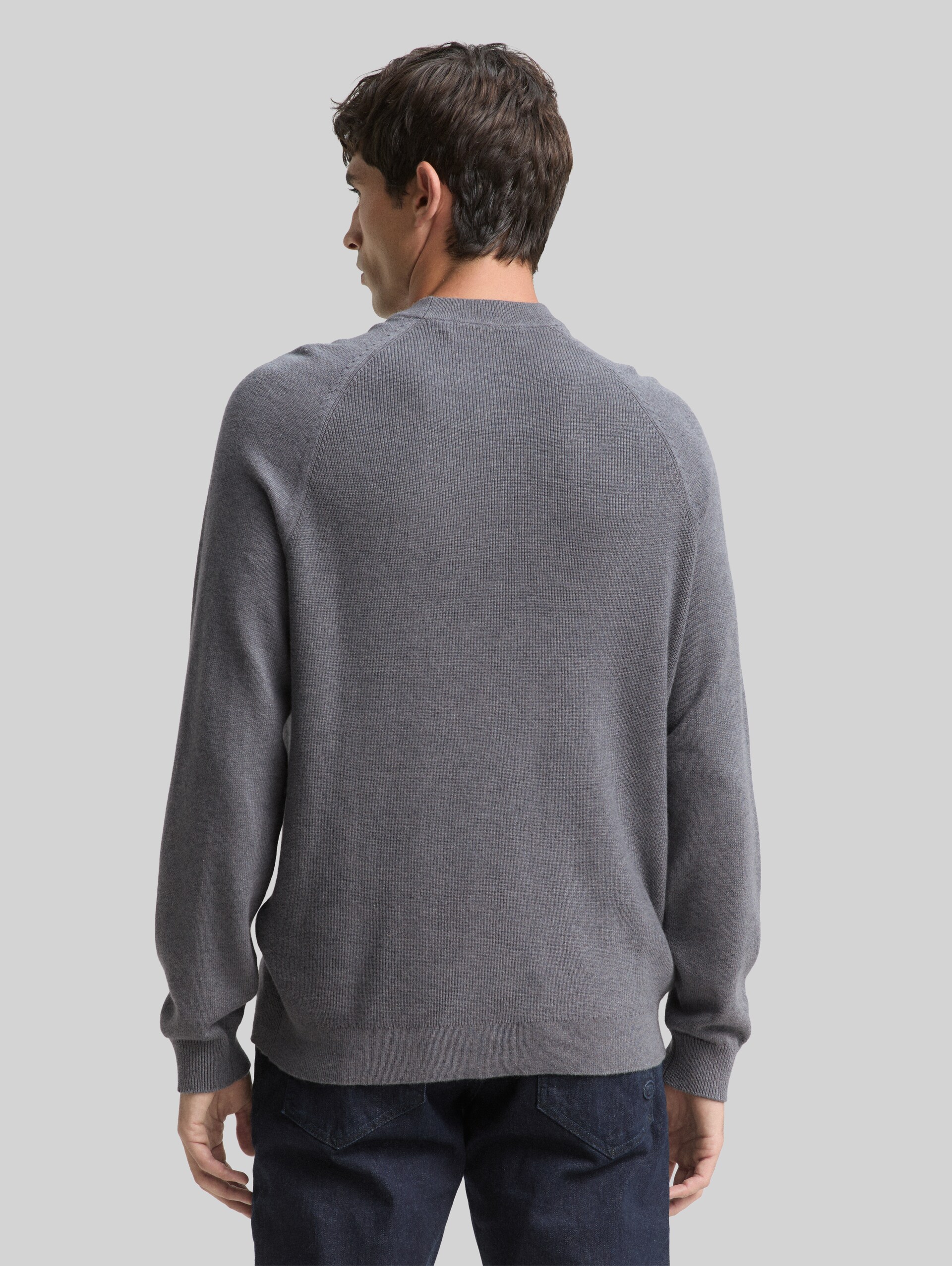 Knit sweater with wool content - classic dark grey melange
