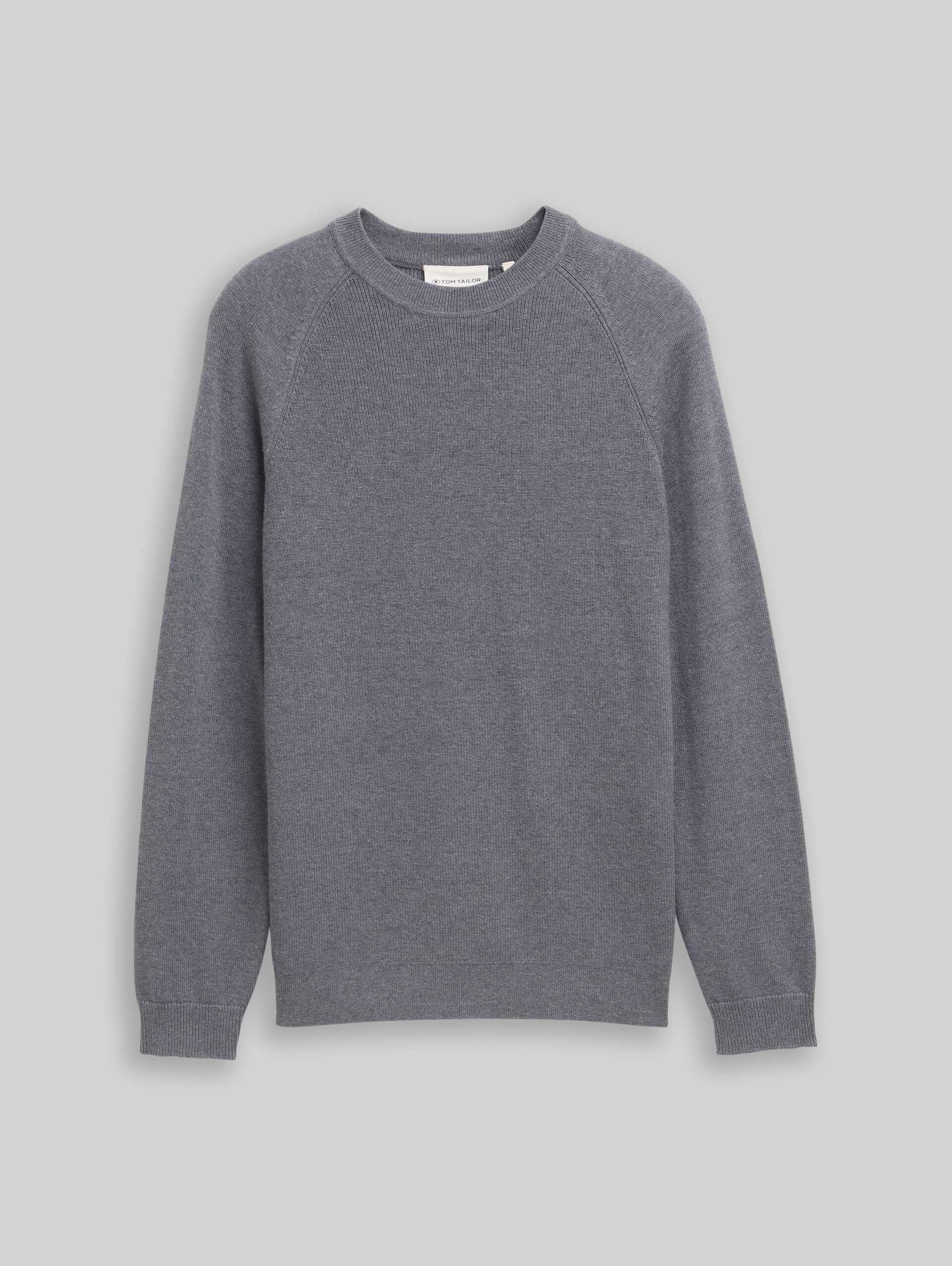 Knit sweater with wool content - classic dark grey melange