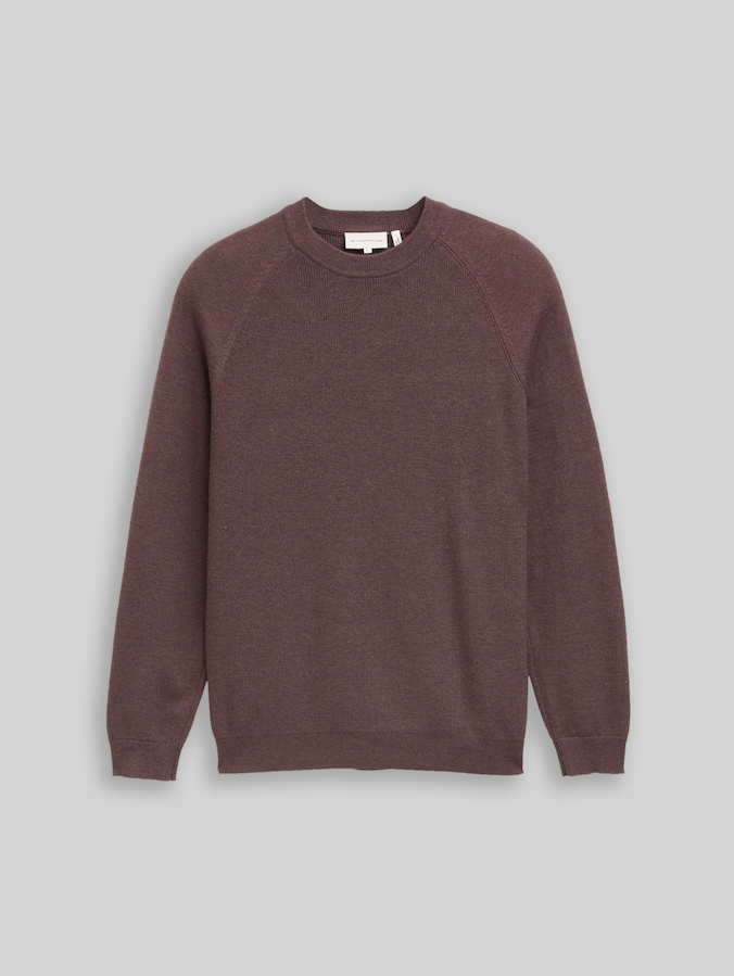 Pull en maille avec partie en laine par Men, bag brown melange