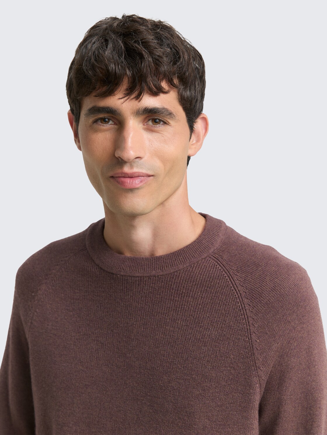 Strickpullover mit Wollanteil - bag brown melange - Detail-Model-Ansicht