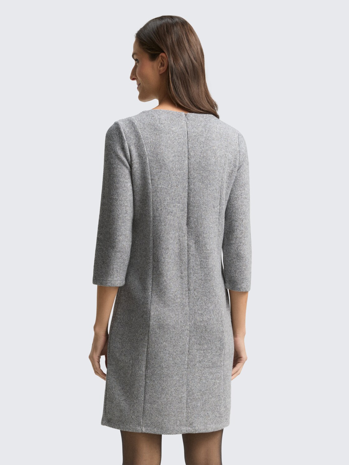 Cosy Kleid mit 3/4-Arm - medium silver grey melange - Model-Rückansicht
