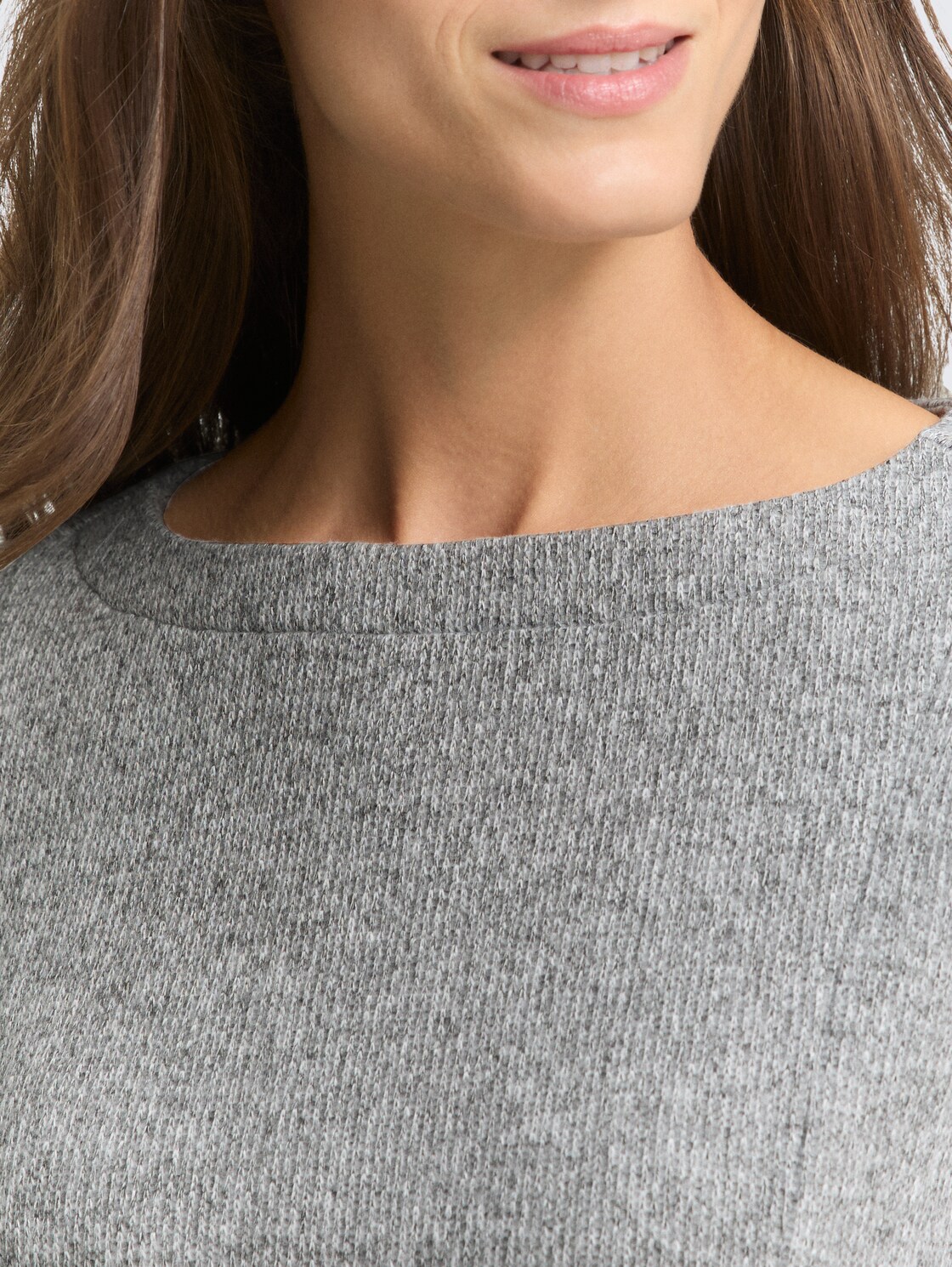 Cosy Kleid mit 3/4-Arm - medium silver grey melange - Detail-Model-Ansicht