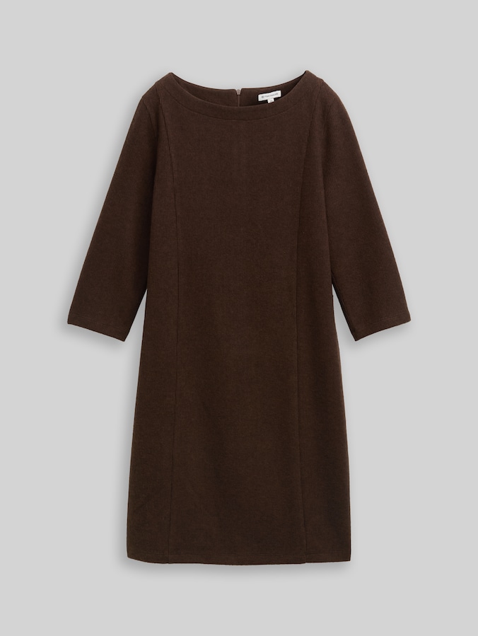 Cosy dress with 3/4 sleeves by Women, dark pecan brown melange
