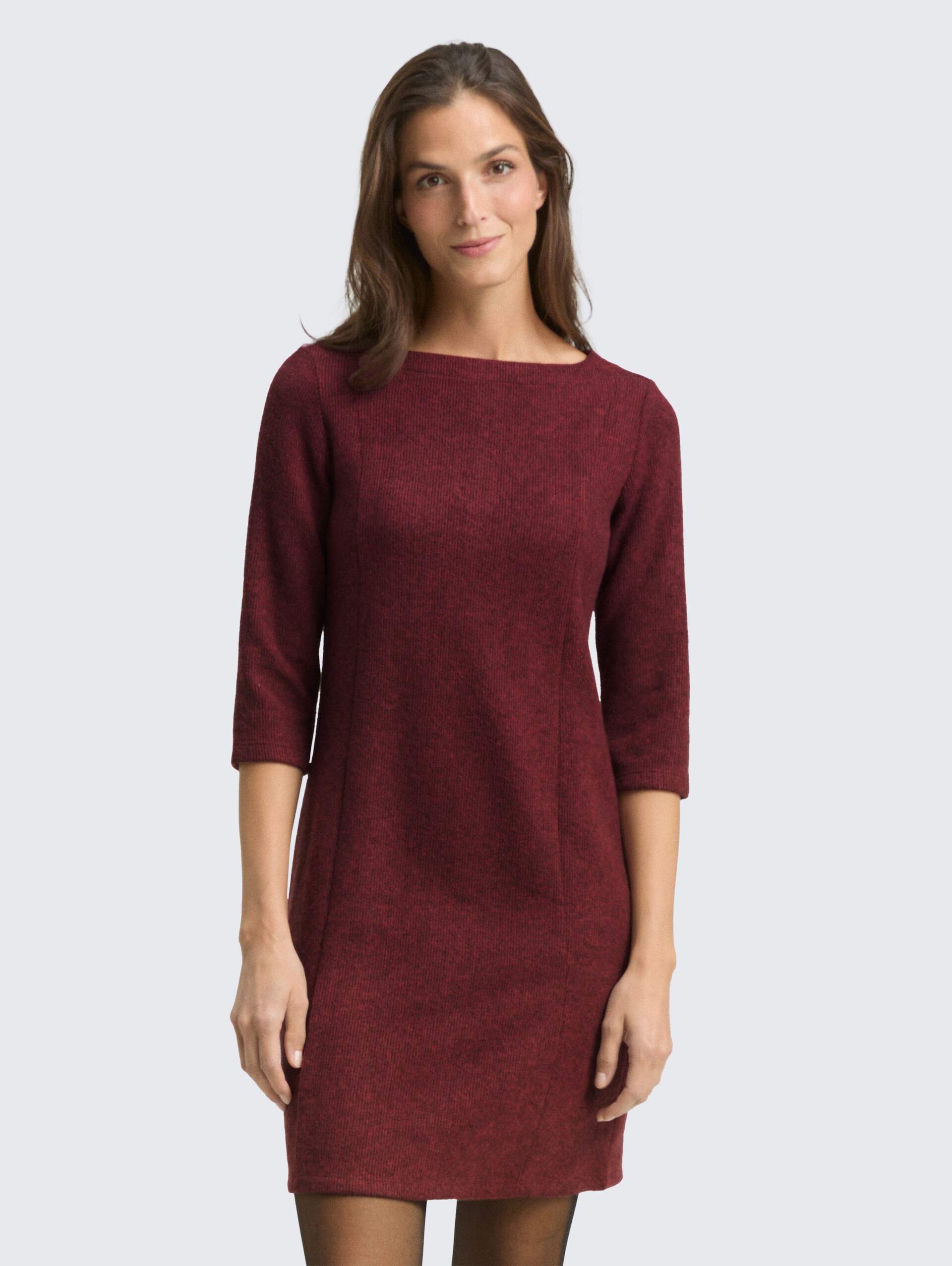 Cosy Kleid mit 3/4-Arm - rumba red melange - Model-Vorderansicht