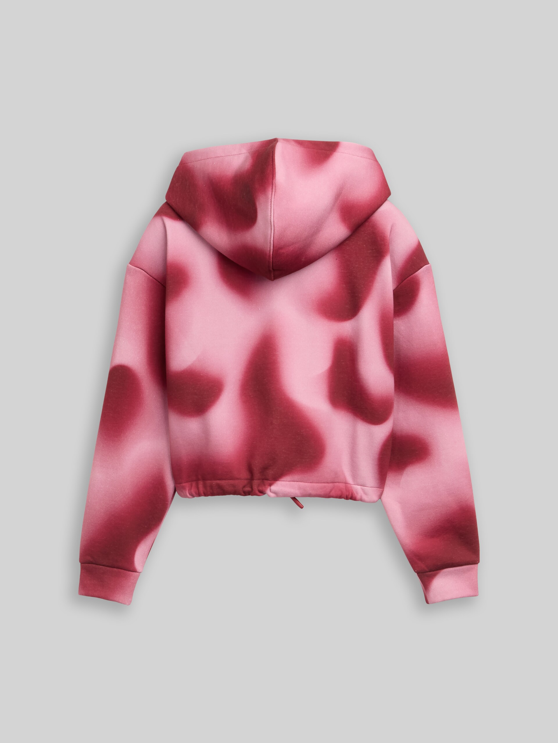 Cropped hoodie Sweatshirt with batik pattern - burgundy abstract print