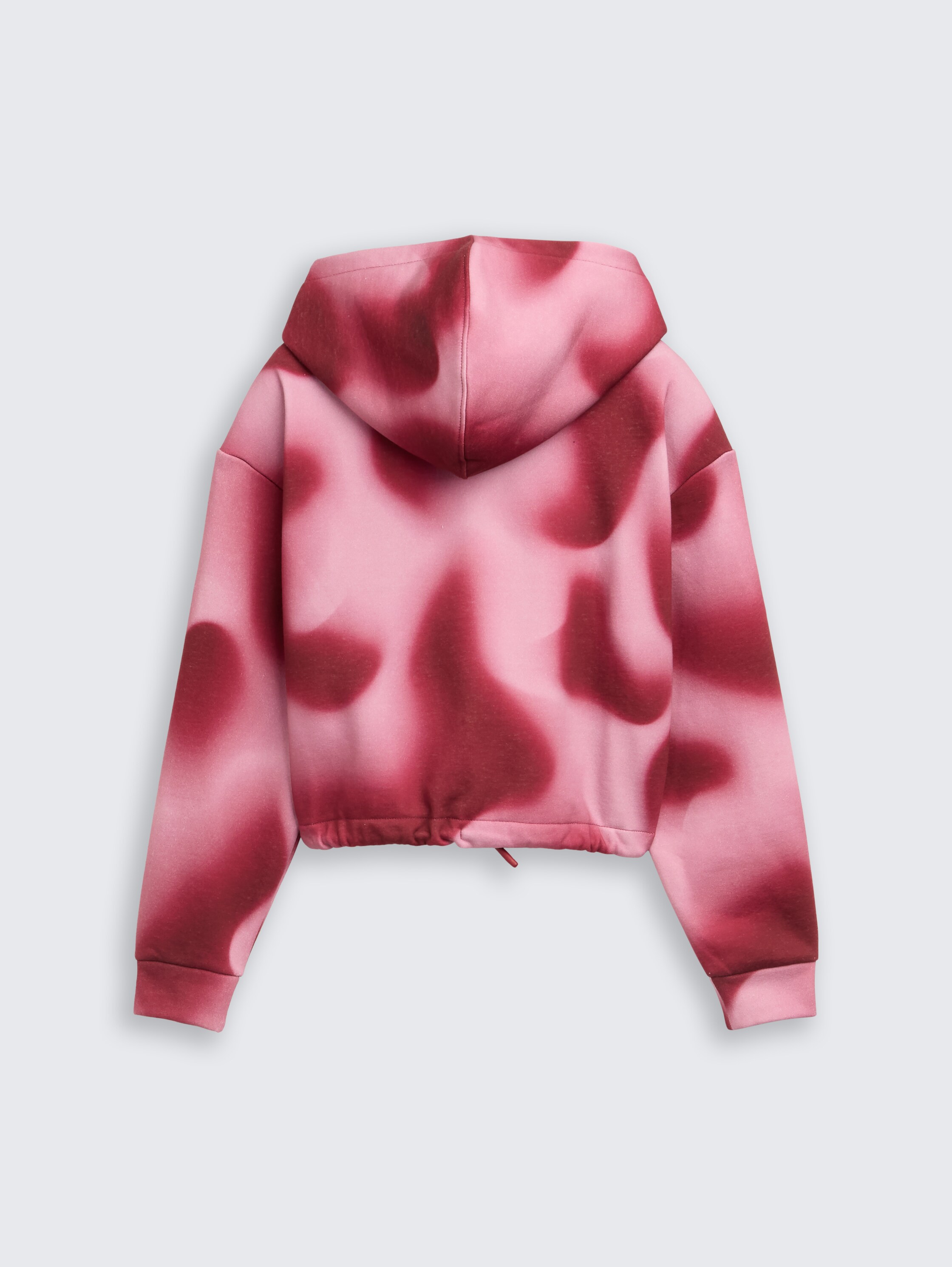 Cropped Hoodie Sweatshirt mit Batikmuster - burgundy_abstract_print - 