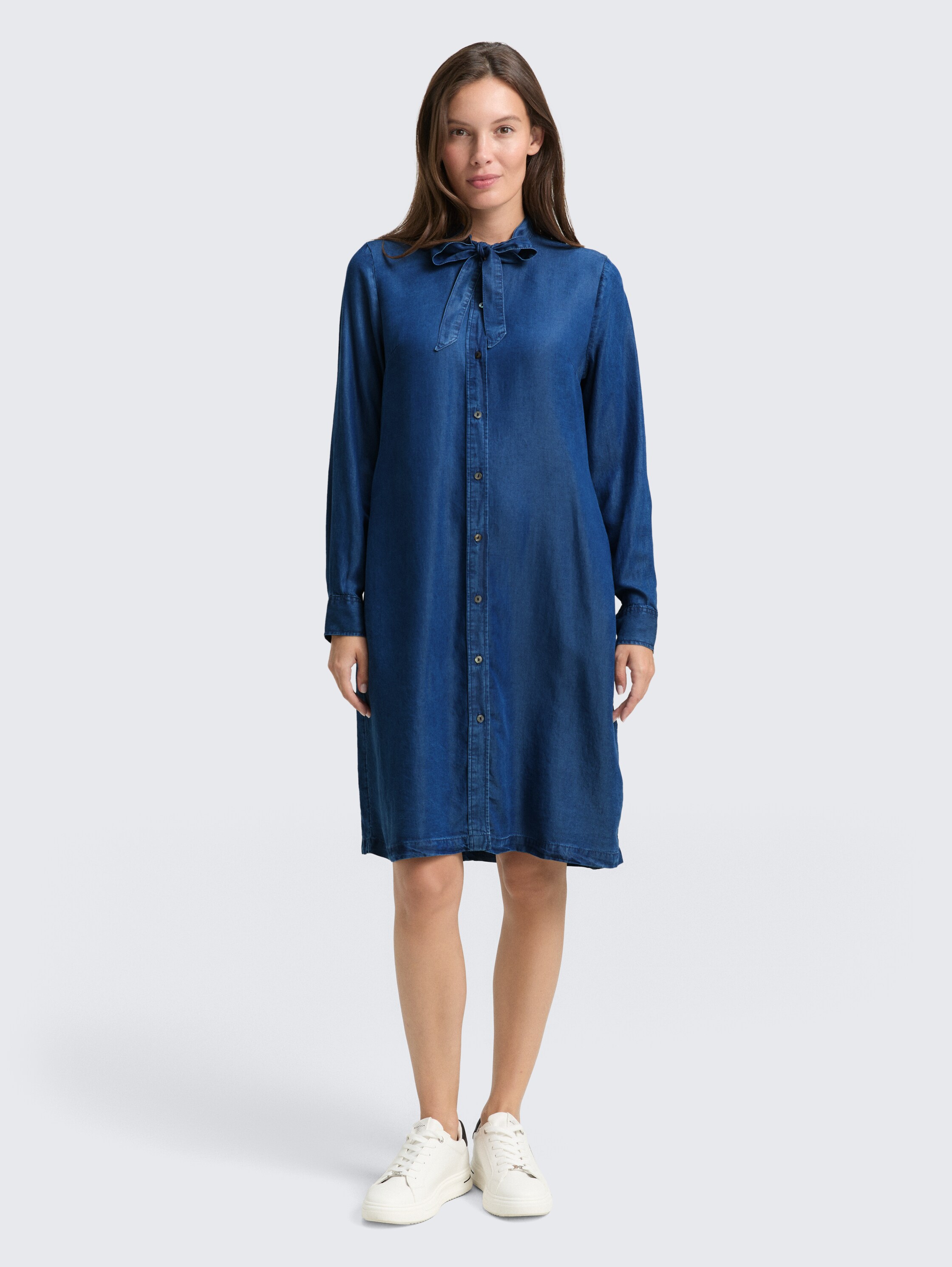 Jeanskleid mit Schleifen-Detail - blue_denim_dark_wash - 