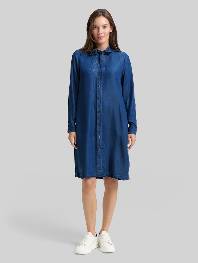 Jeanskleid mit Schleifen-Detail von Women, blue denim dark wash