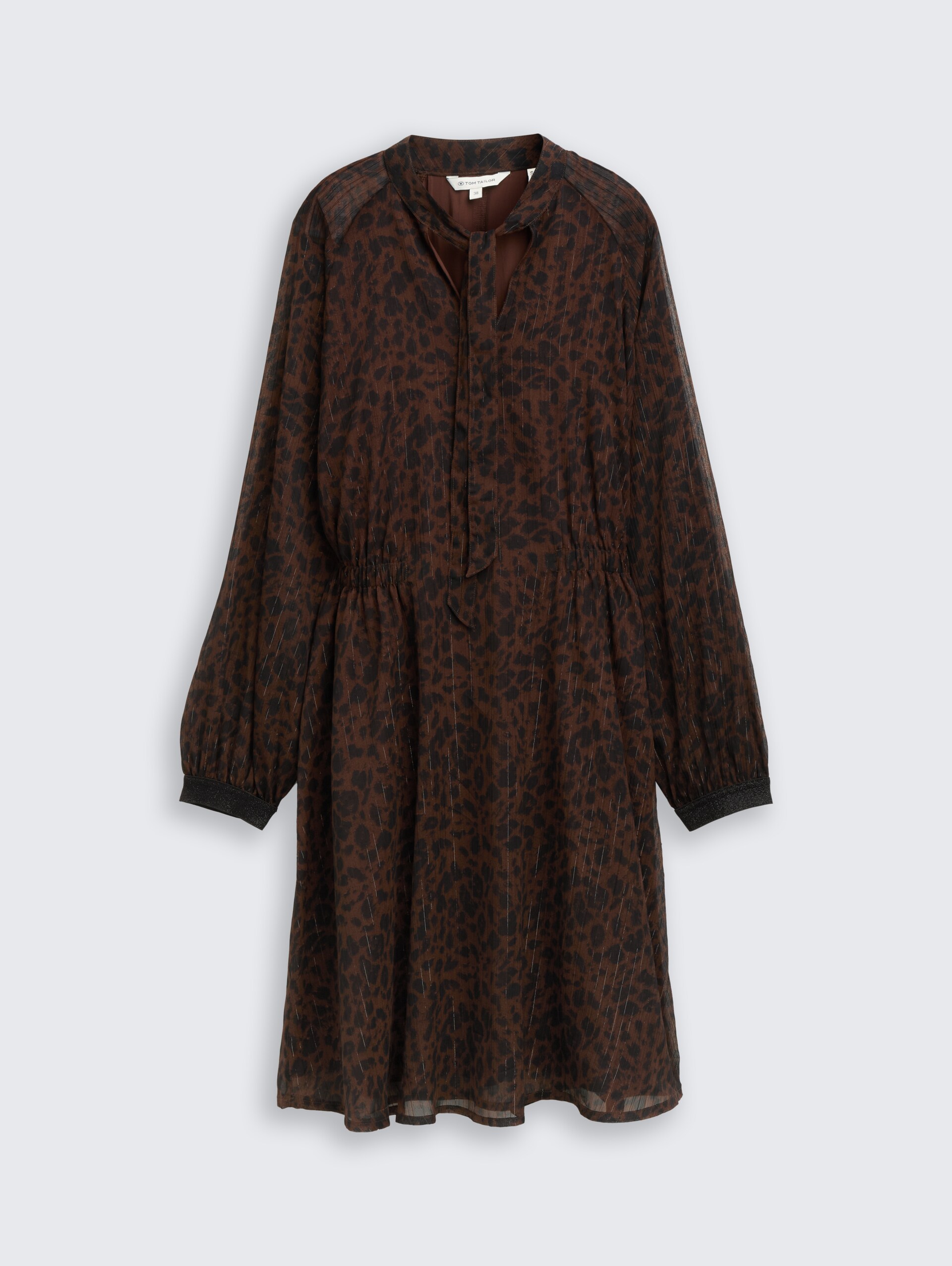 Chiffon-Kleid mit Leo-Print - brown black small leo print - Vorder-Produkt-Ansicht