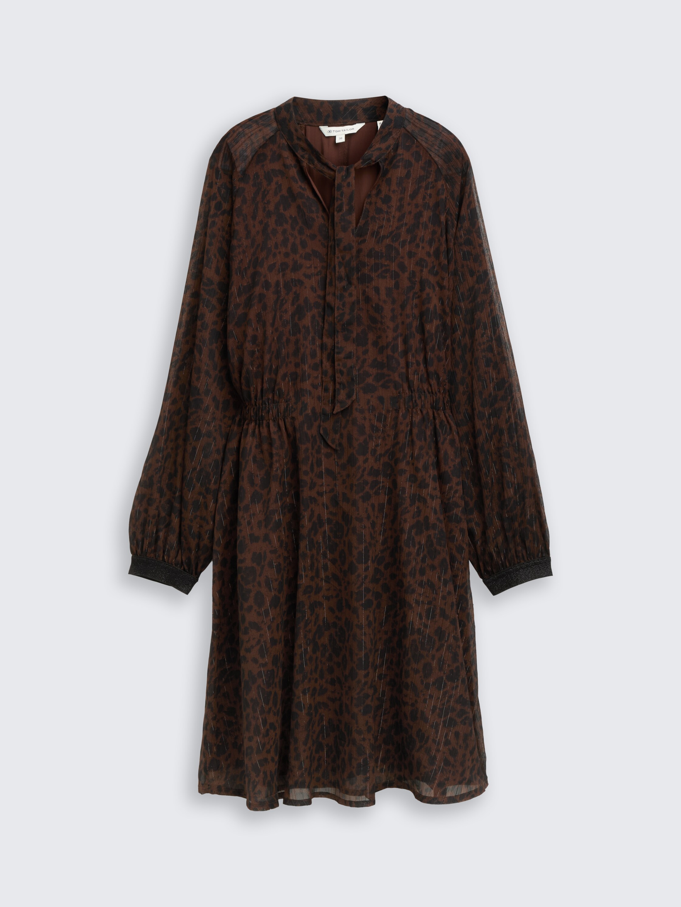 Chiffon dress with leopard print - brown black small leo print - Front product view
