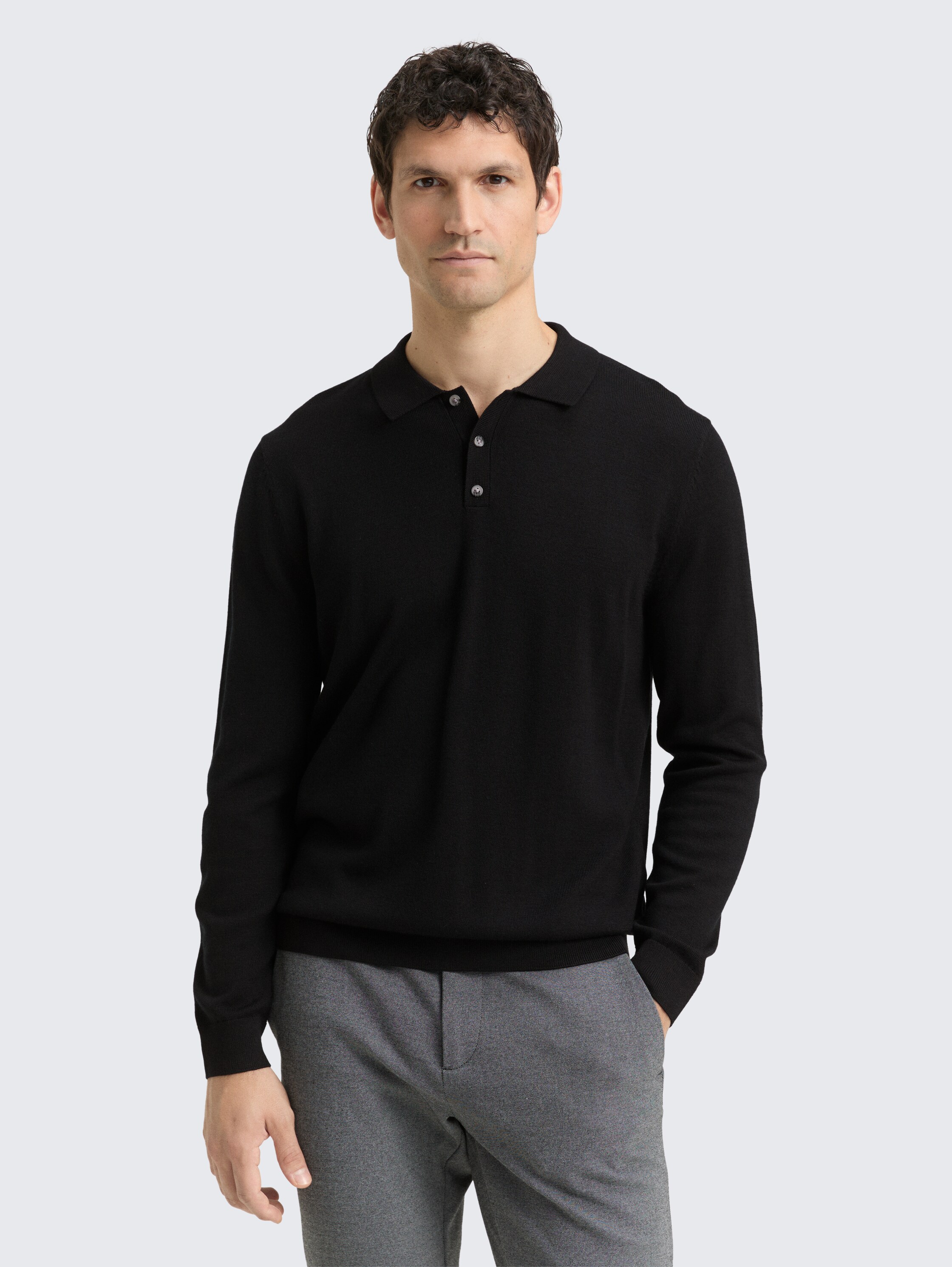 Gebreide trui met merinowol - black - 