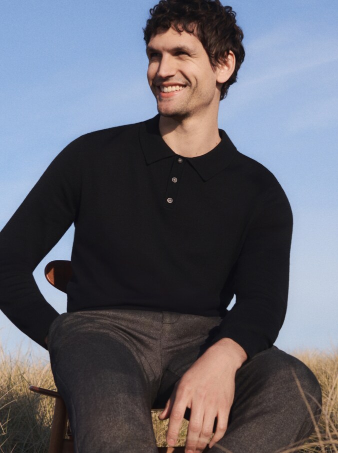 Knitted jumper with merino wool by Men, Black