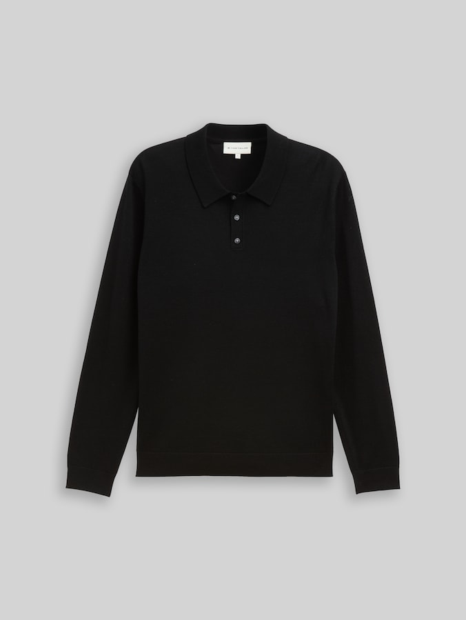 Pull en maille avec laine mérinos par Men, Black