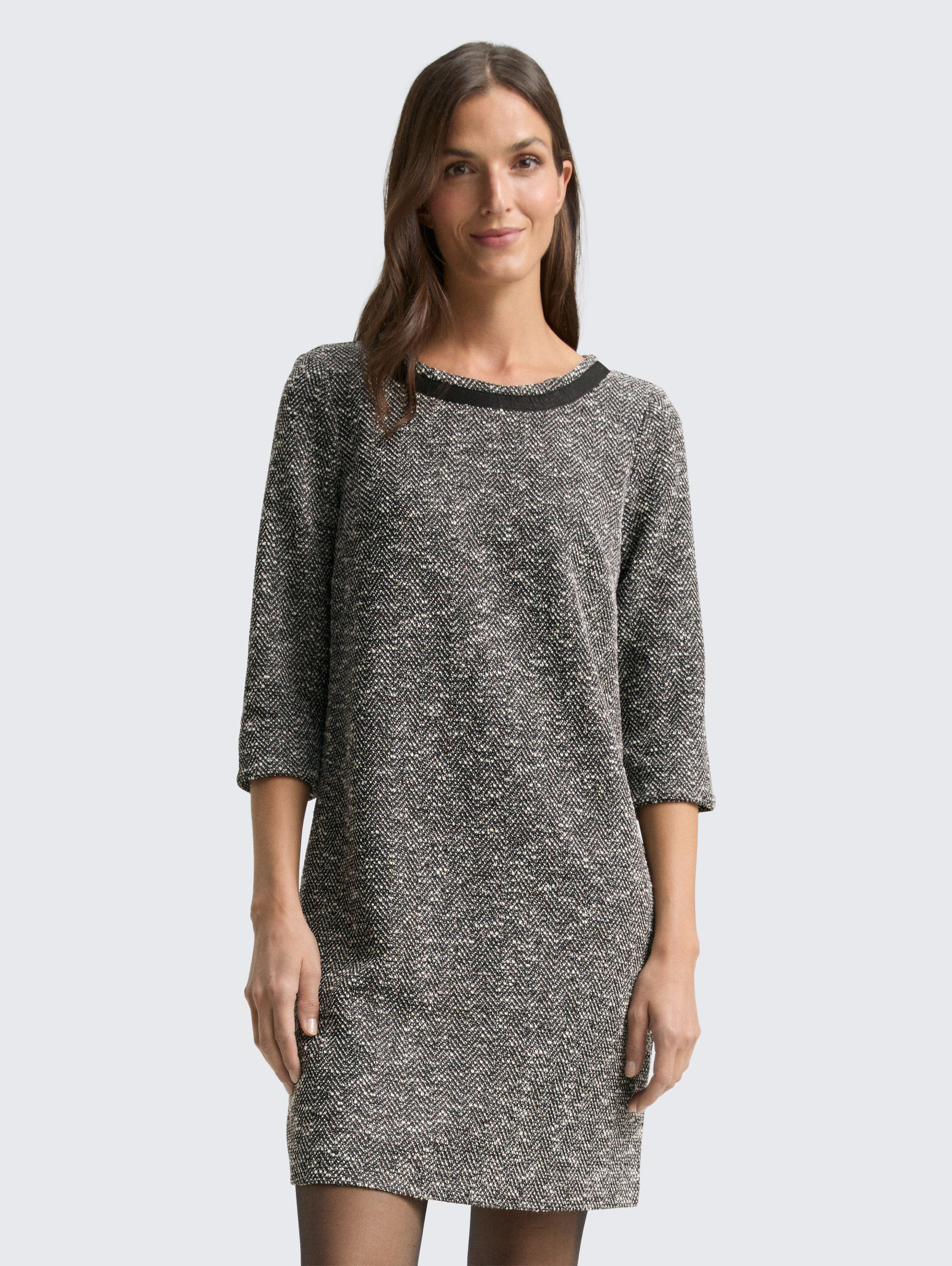 Bouclé Kleid mit Schleifen-Detail von Women, salt pepper boucle structure