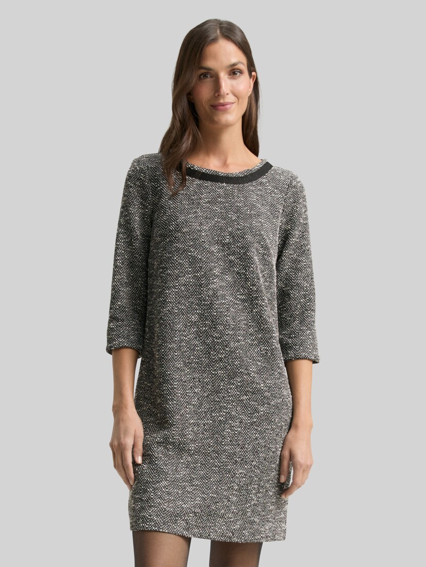 Bouclé dress with bow detail by Women, salt pepper boucle structure