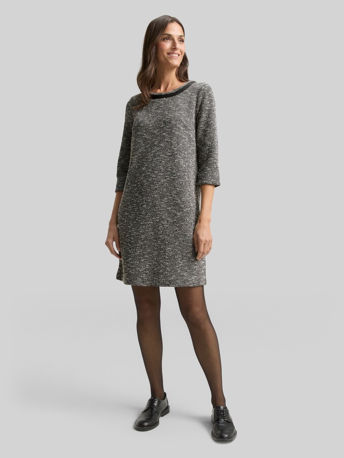 Robe bouclée avec nœuds par Women, salt pepper boucle structure