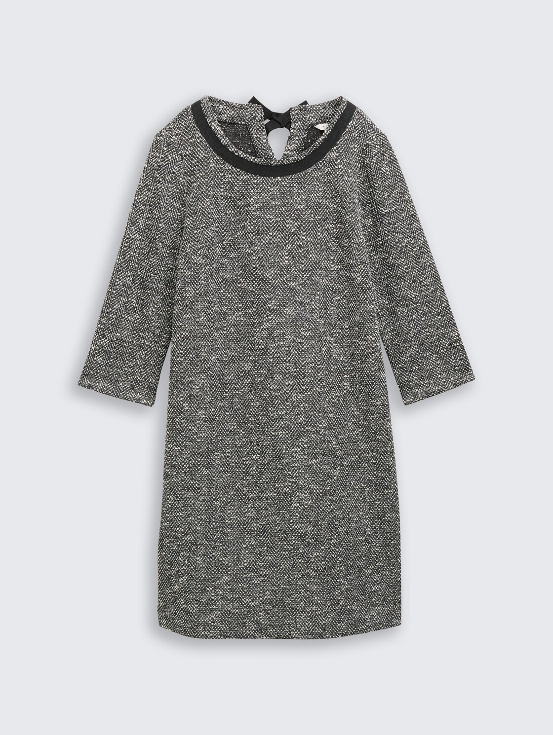 Bouclé Kleid mit Schleifen-Detail - salt pepper boucle structure - Vorder-Produkt-Ansicht