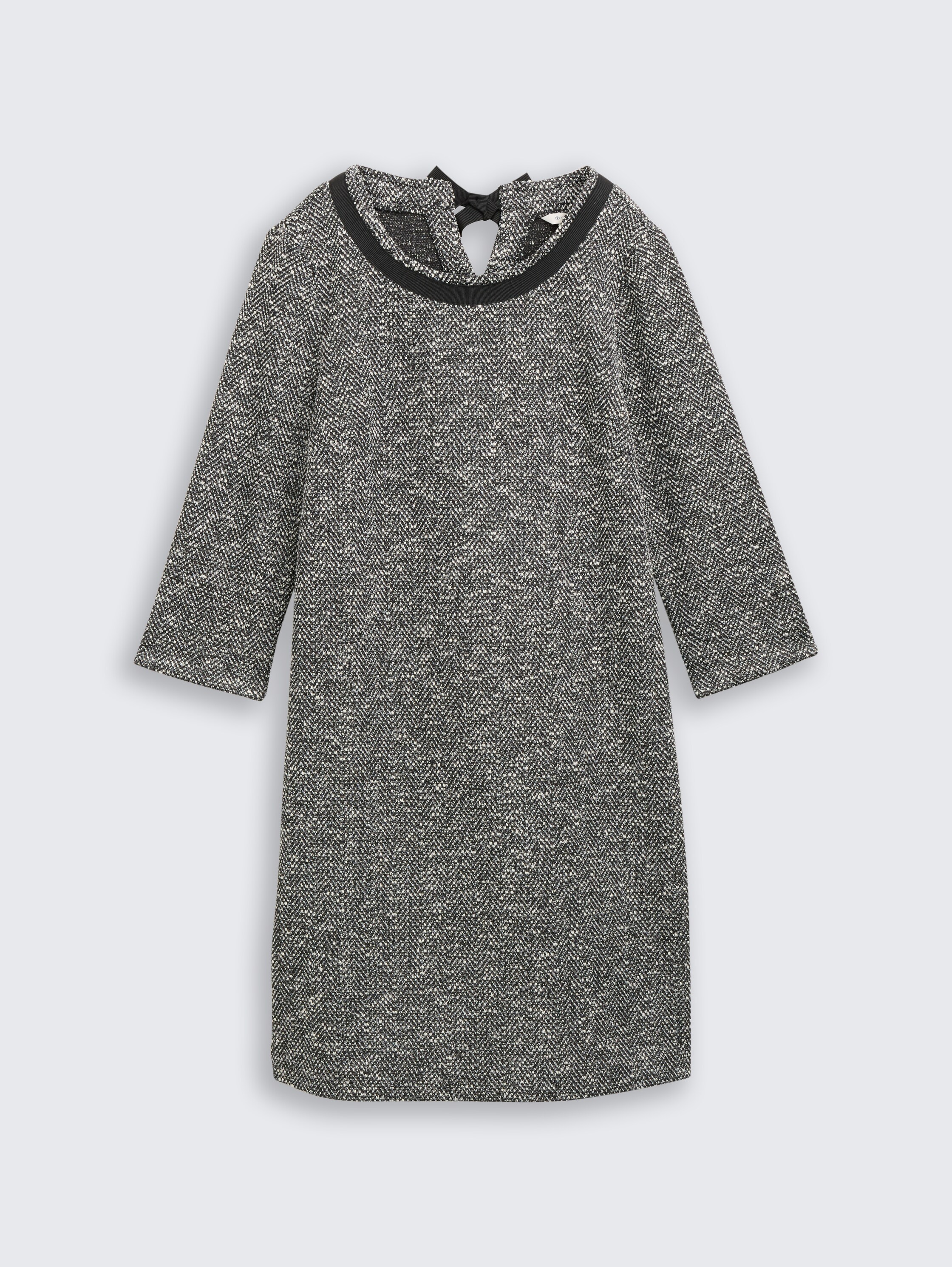 Bouclé jurk met strikdetail - salt_pepper_boucle_structure - 