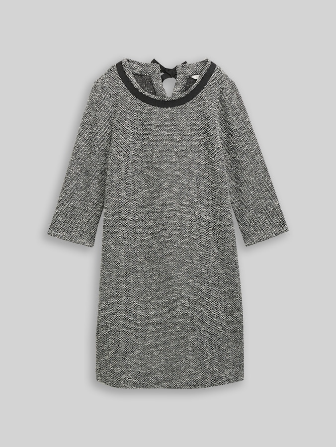 Bouclé jurk met strikdetail door Women, salt pepper boucle structure