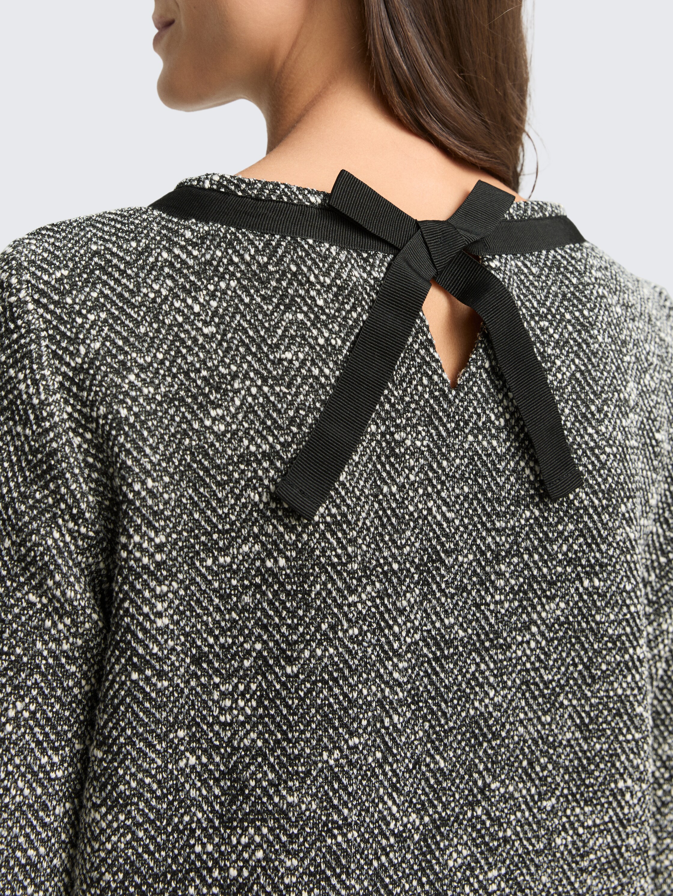 Bouclé jurk met strikdetail - salt_pepper_boucle_structure - 