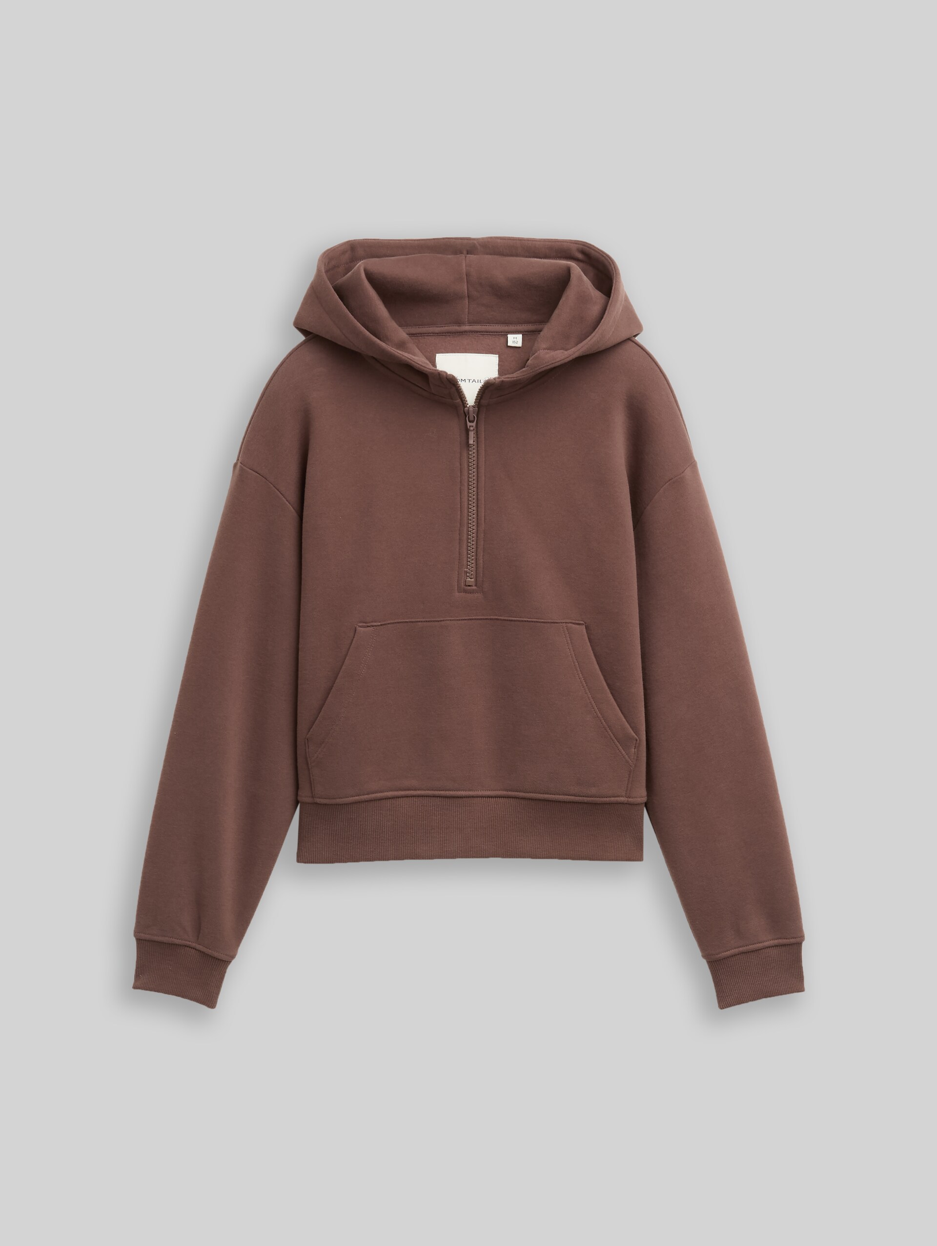 Hoodie sweatshirt with zip - soft chocolate brown - Front product view