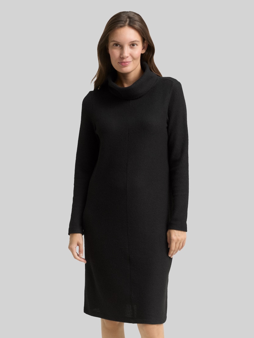Cosy Kleid mit Waffelstruktur von Women, deep black