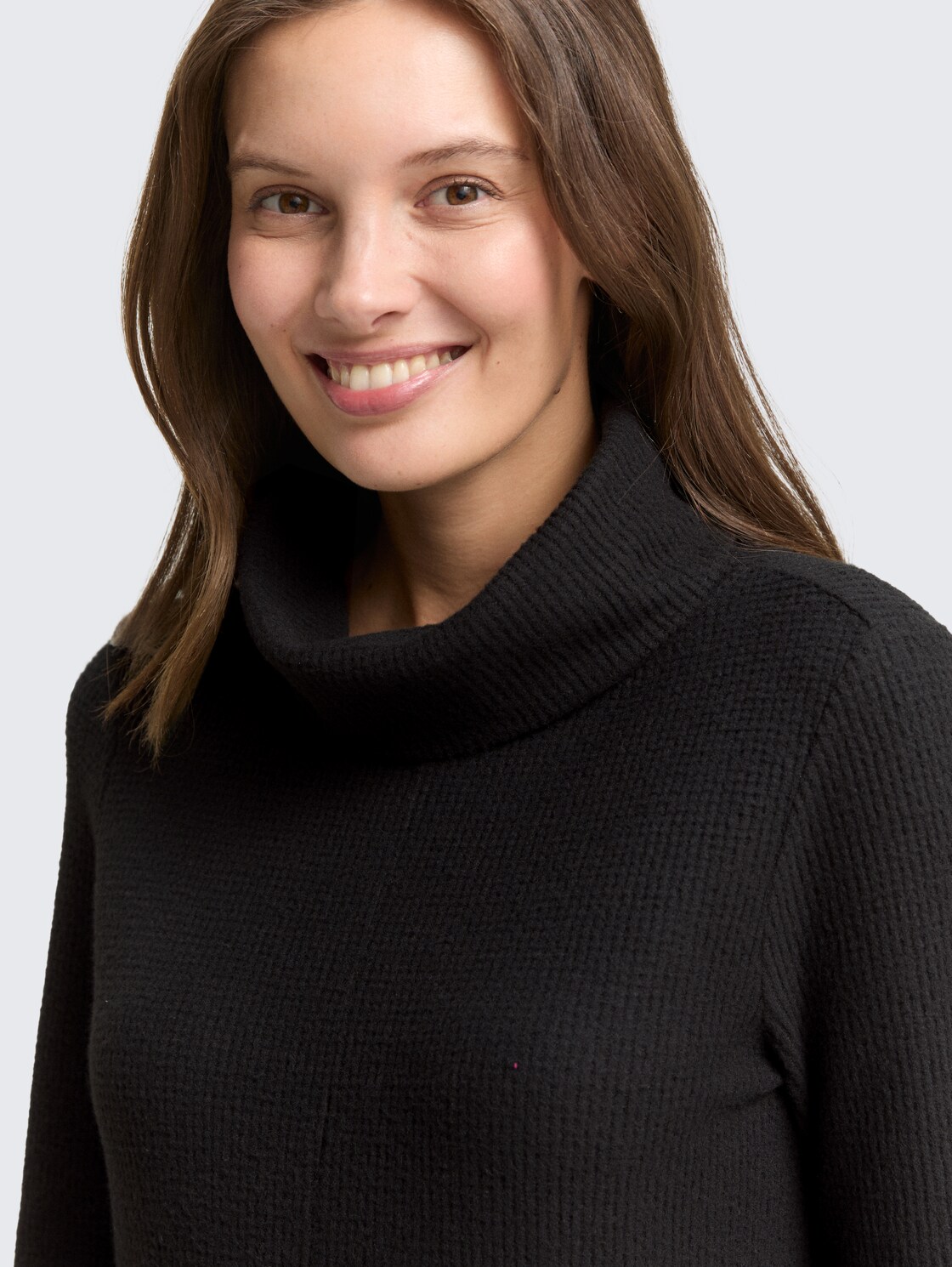 Cosy Kleid mit Waffelstruktur - deep black - Detail-Model-Ansicht