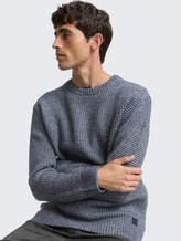Pull en maille en laine mélangée - navy melange white core - Vue détaillée du modèle