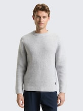 Strickpullover mit Wollanteil - light grey melange white core - Ausschnitt Model-Vorderansicht