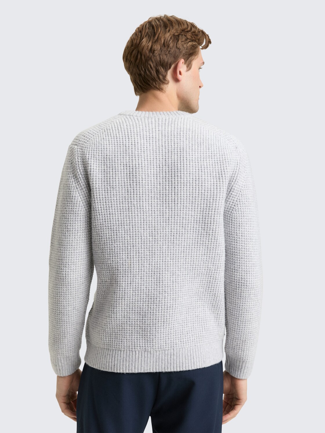 Strickpullover mit Wollanteil - light grey melange white core