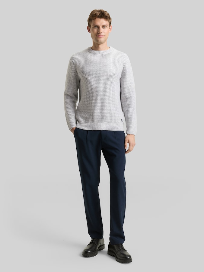 Strickpullover mit Wollanteil von Men, light grey melange white core