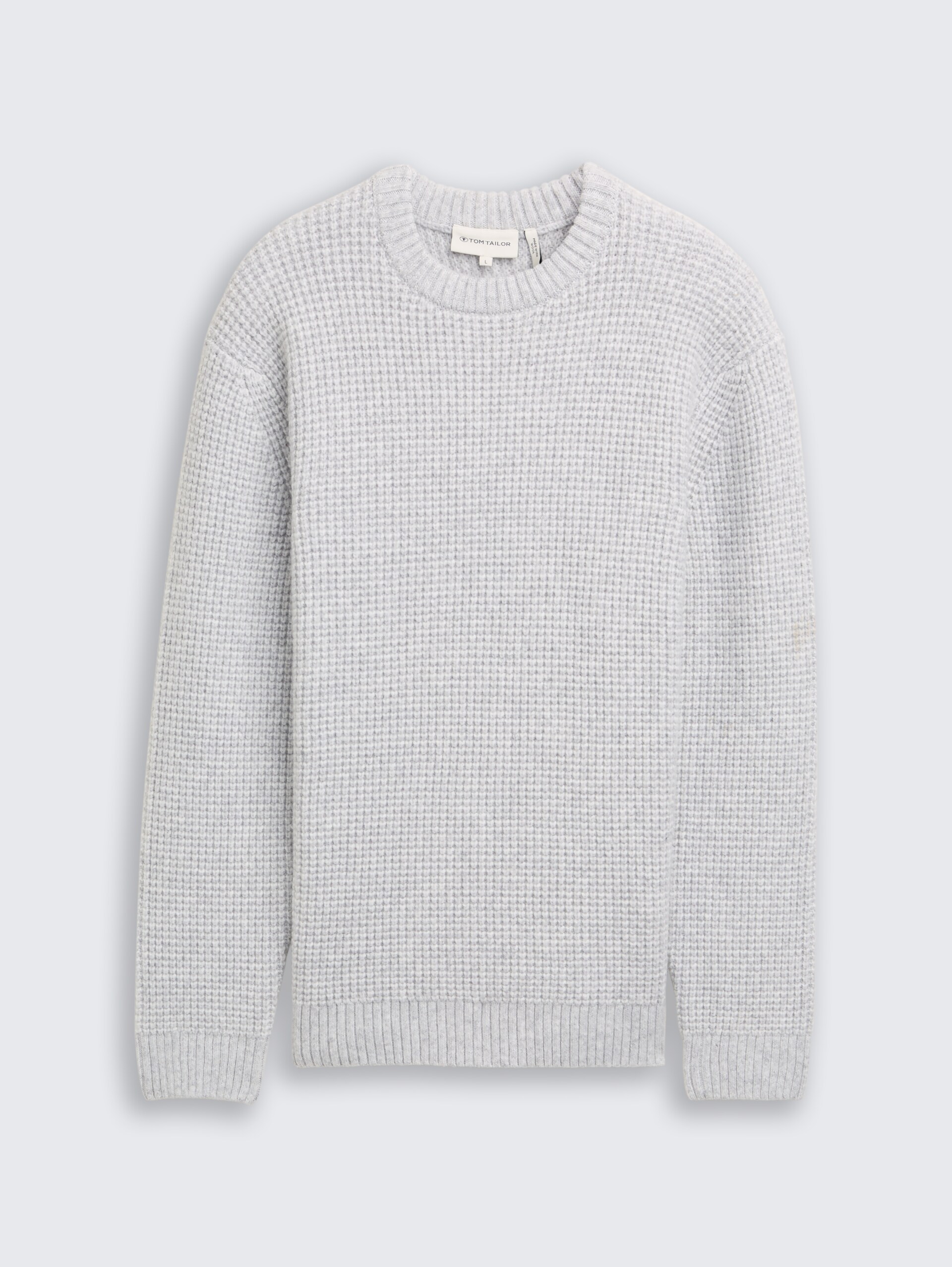 Strickpullover mit Wollanteil - light grey melange white core