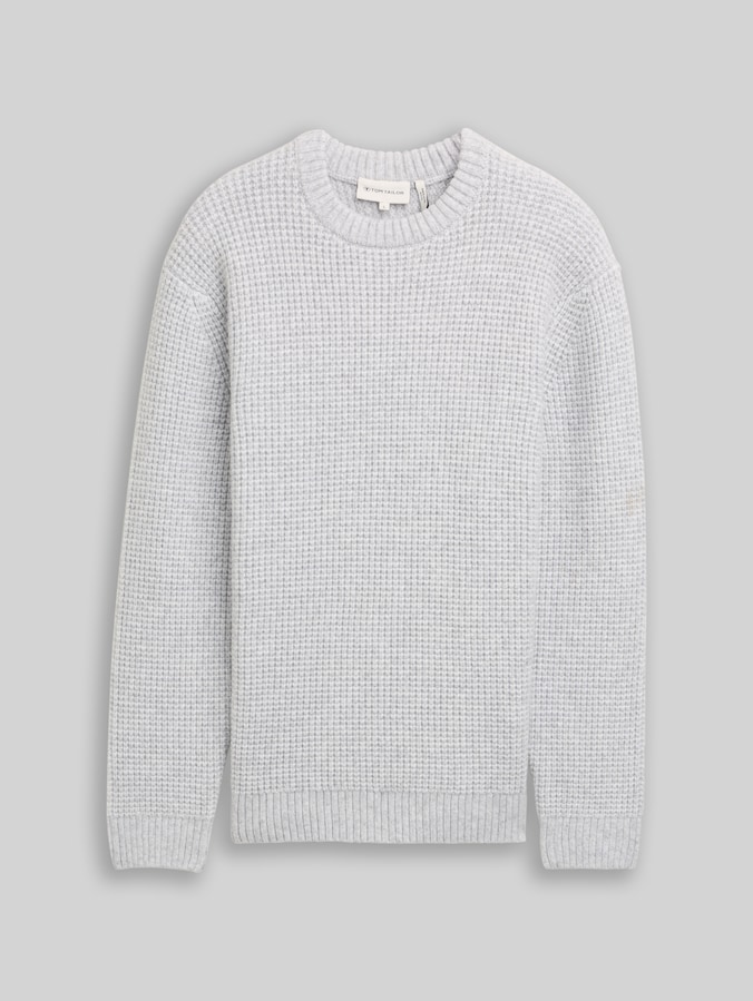 Strickpullover mit Wollanteil von Men, light grey melange white core