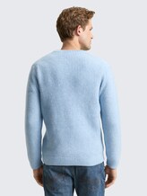 Pull en maille en laine mélangée - sky blue melange white core