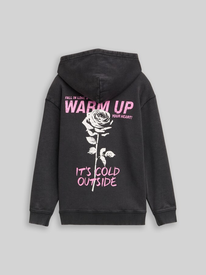 Oversize Hoodie Sweatshirt mit Rückenprint von Teen Girls, heavy black