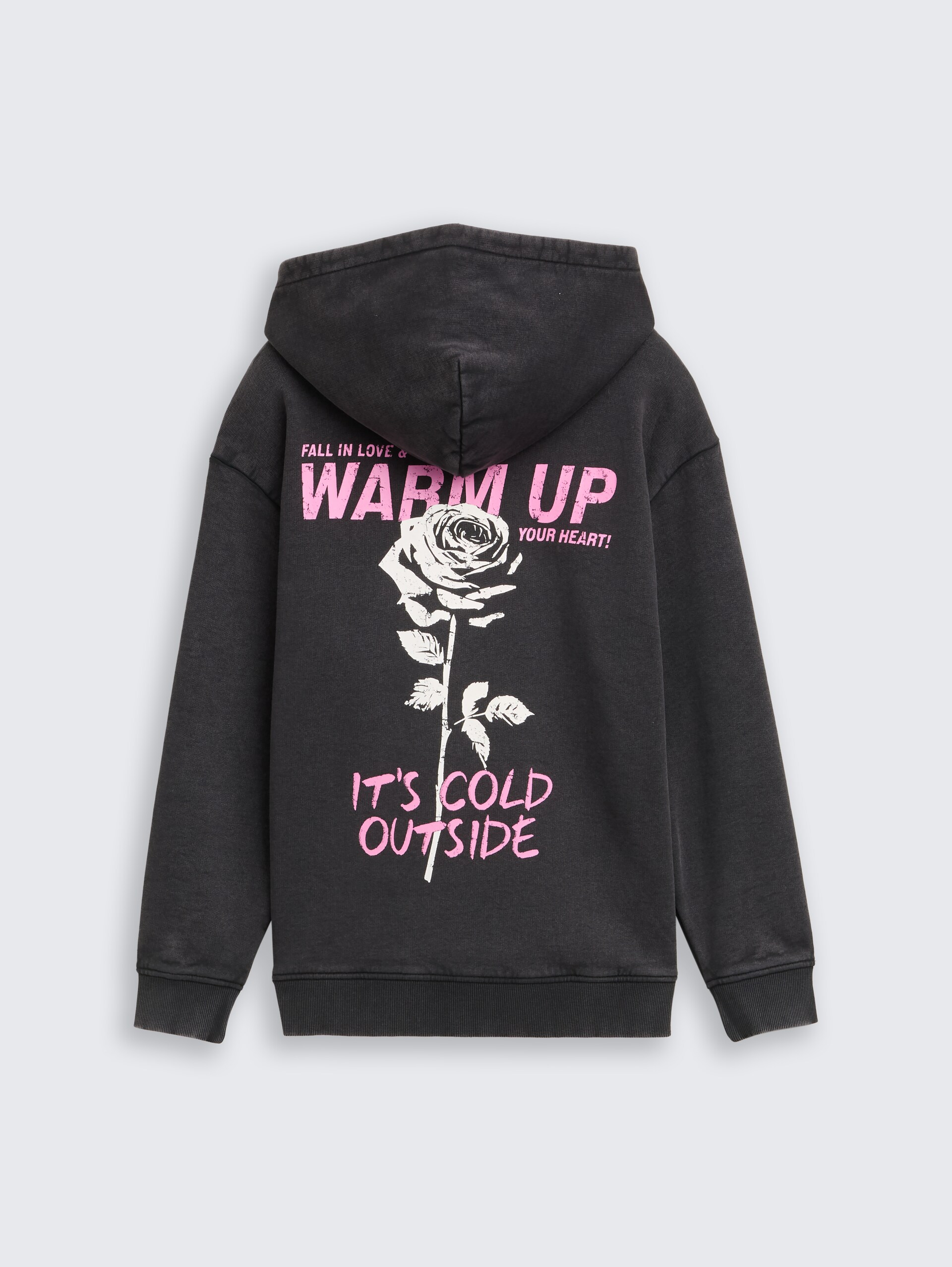 Sweat à capuche oversize avec imprimé dans le dos - heavy black