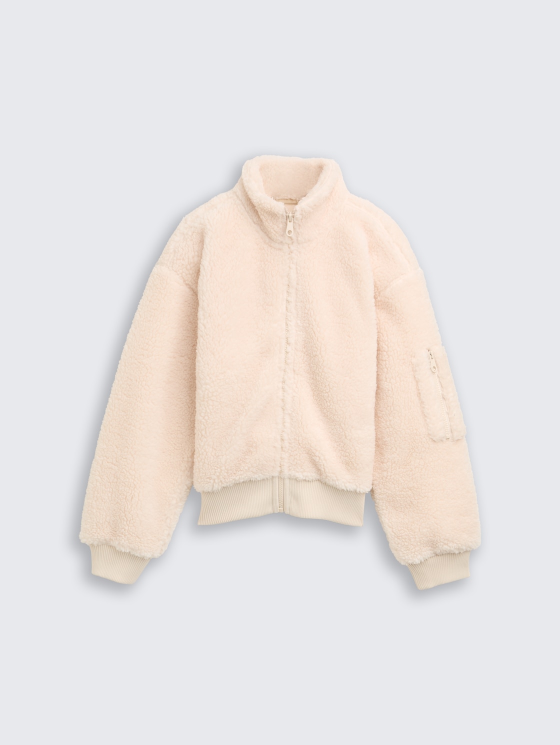 Cropped Teddy Jacke mit Fleece - cloudy beige - Vorder-Produkt-Ansicht