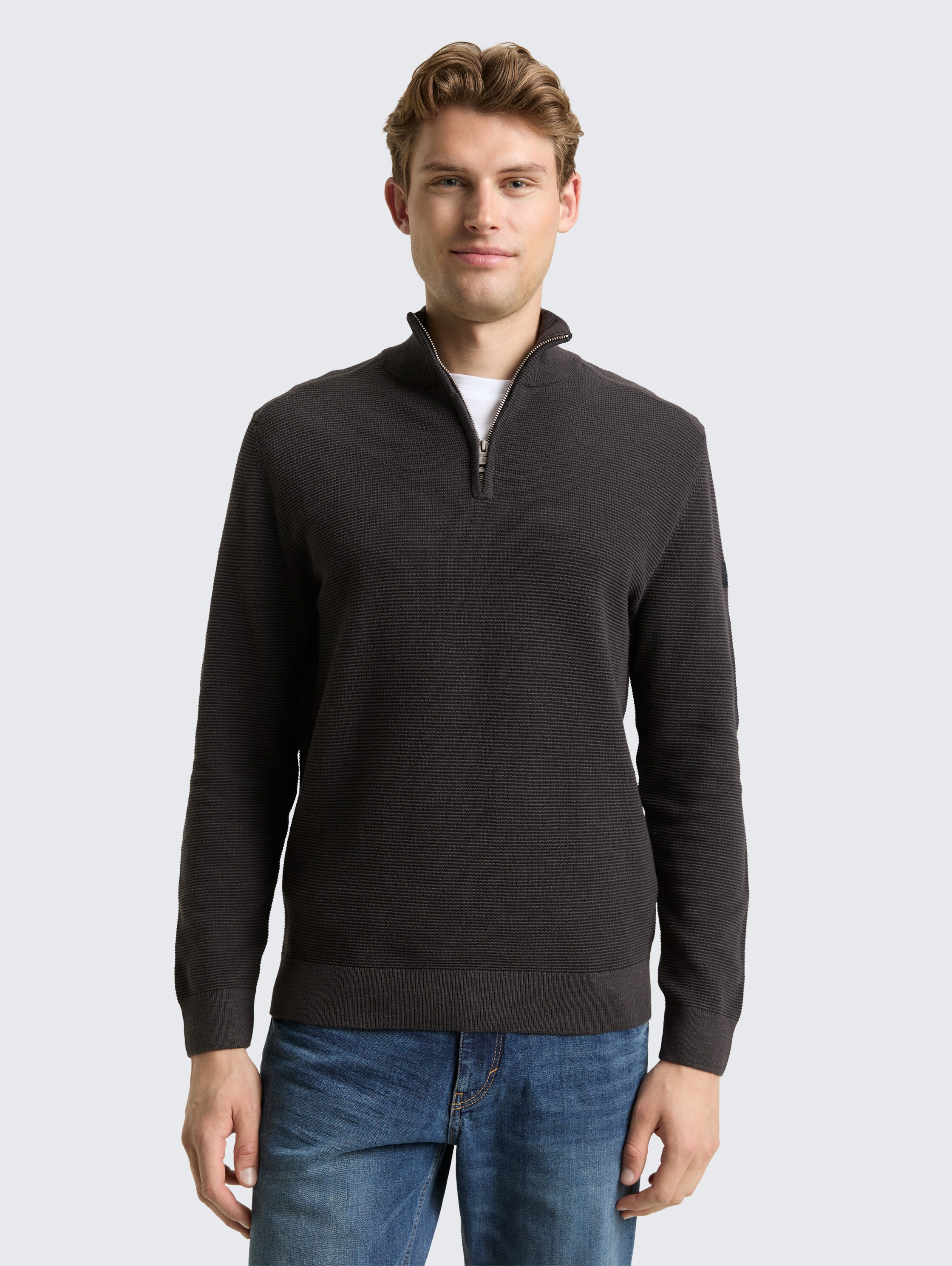 Cotton troyer knit jumper - tarmac_grey - 