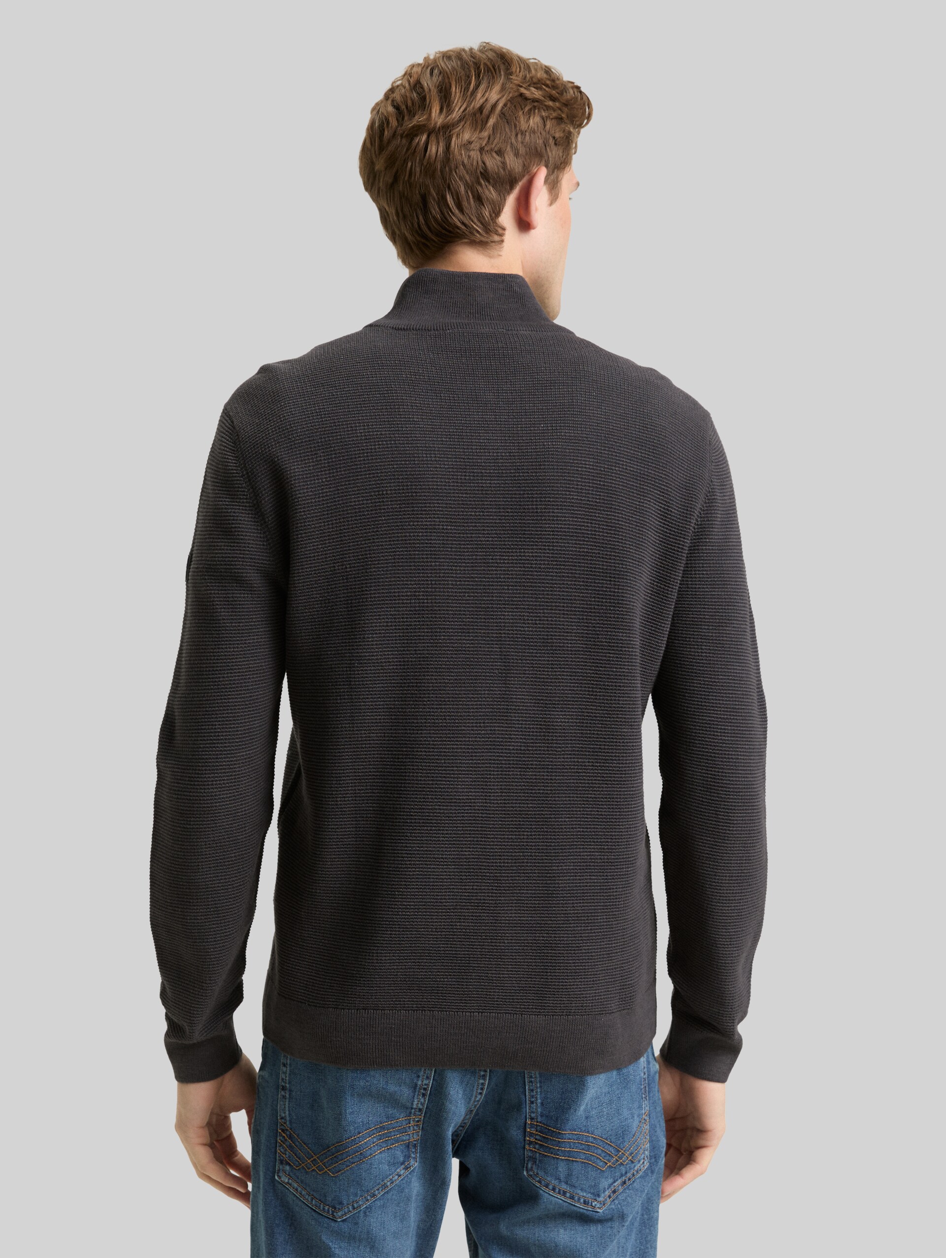 Cotton troyer knit jumper - Tarmac Grey