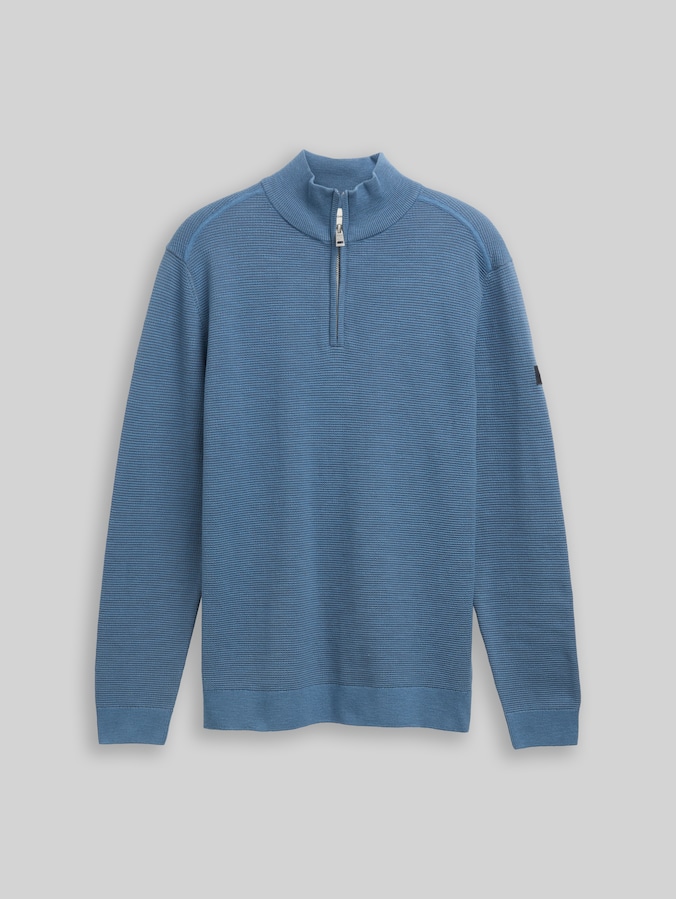 Pull-over en coton Troyer par Men, Faded Uniform Blue