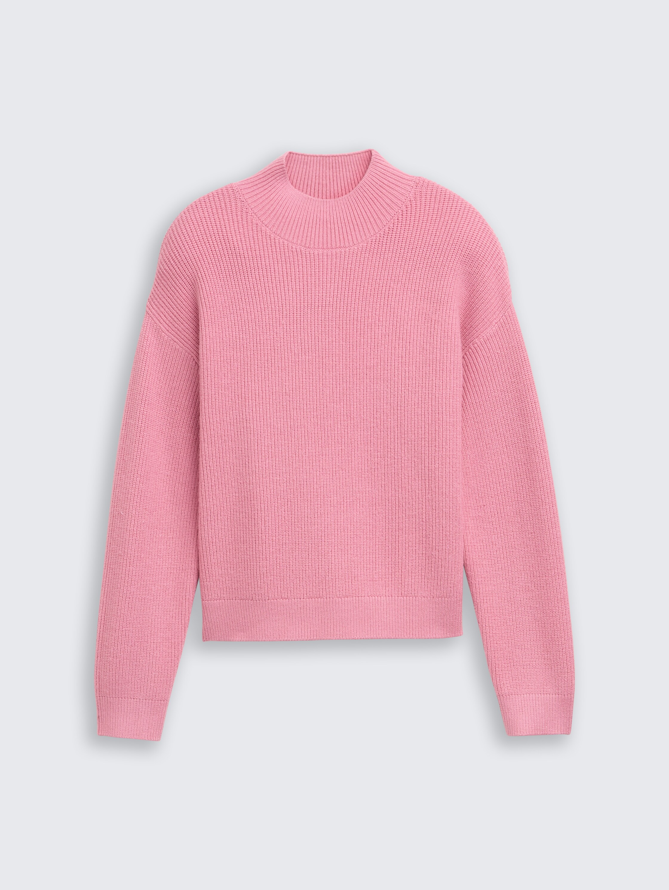 Knitted jumper with stand-up collar - soft_tulip - 