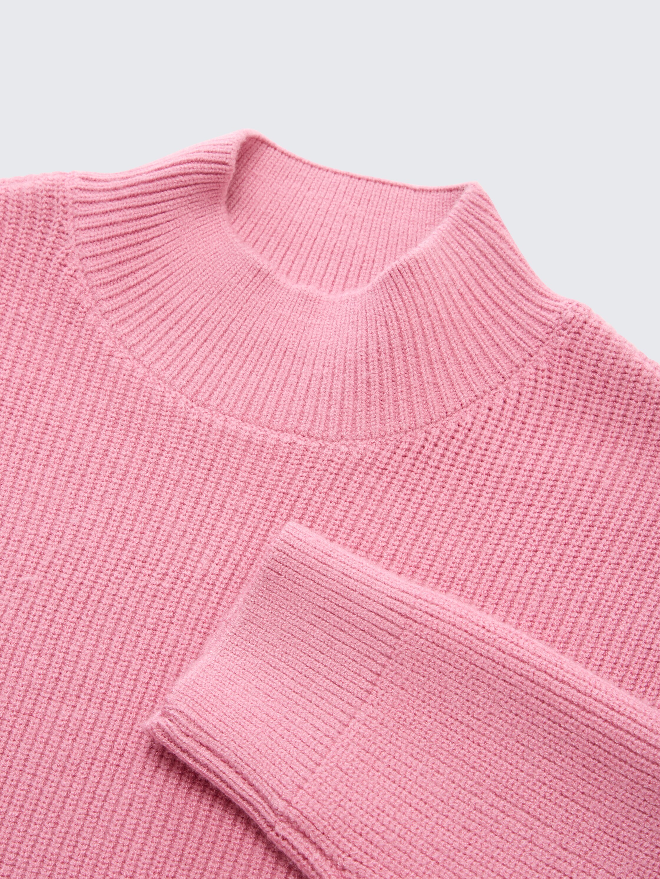 Knitted jumper with stand-up collar - soft_tulip - 