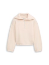 Geselecteerd, Cropped Troyer gebreide trui door Tom Tailor, beige