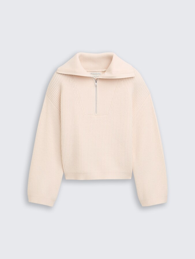 Cropped Troyer Strickpullover von Teen Girls, soft cream beige