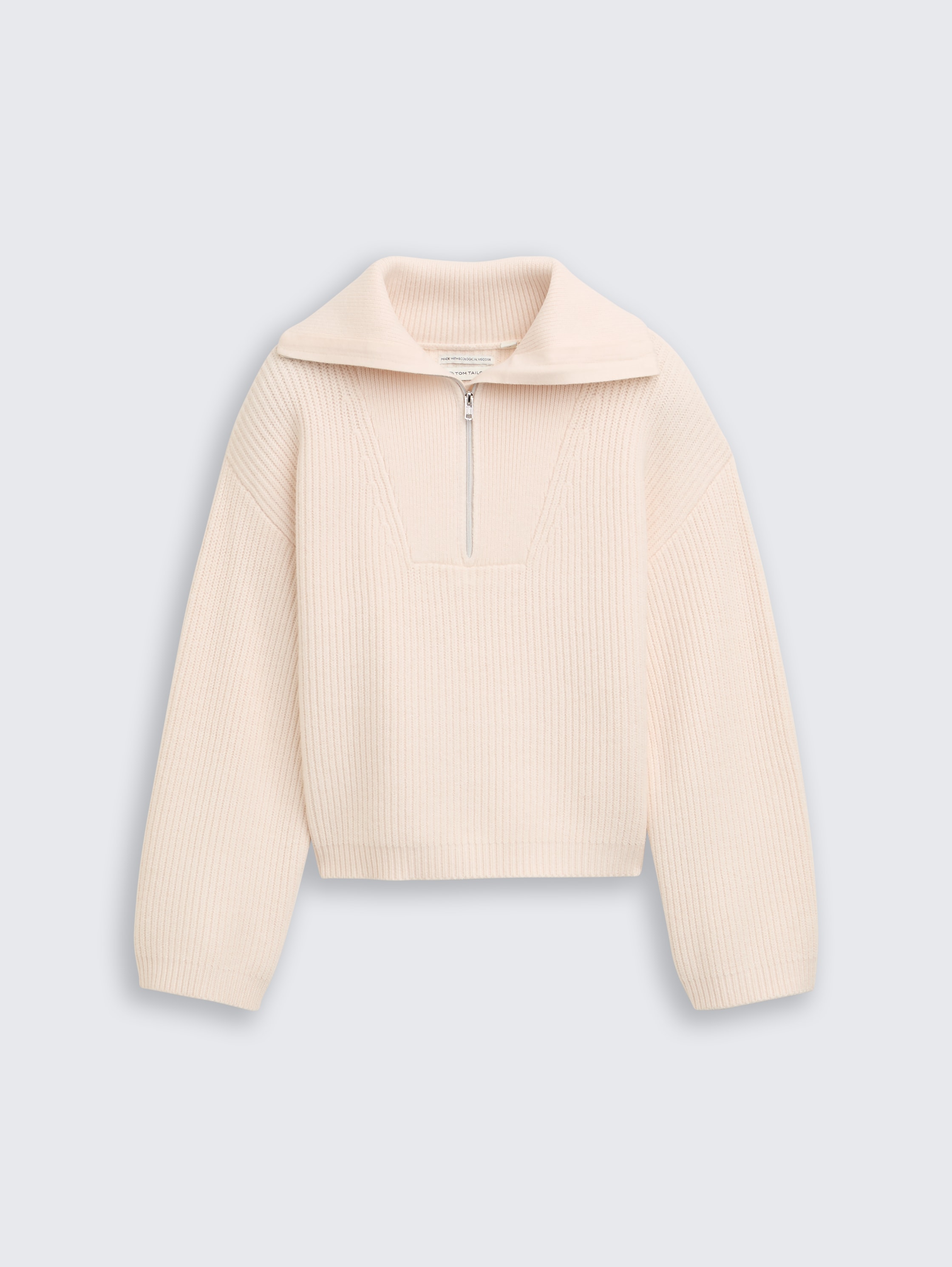 Cropped Troyer gebreide trui - soft cream beige